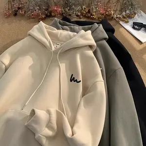 Hoodie Korean SIMPLE Big Size M-XXL Jaket Pria Wanita SIGNATURE SIMPEL Logo Oversized Ulzzang Street Wear Y2K Sweater Boy Girl Harajuku Cream Khaki Soft Pastel Burgundy Hitam Putih Mocca Brown Grey Jacket Hip Hop DISTROBRO