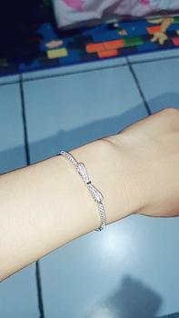 Product Review of Gelang Serut Wanita Korea: Korean Trendy Serut Pita Silver - Gelang Kekinian Gift Idea GSM0006 Bracelets from z**💜 1