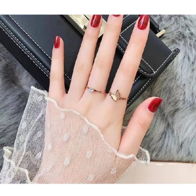 Cincin Titanium Model Kupu Kupu Trendy dan Elegan - Rings Couple Perempuan Perhiasan 6