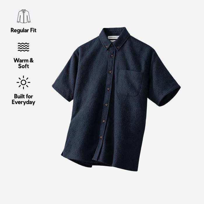 Gambar TENUE Kemeja Flannel Buttondown Lengan Pendek - Solid Navy - M dari Tenue de Attire Kota Administrasi Jakarta Selatan Tokopedia