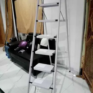 Musiko Tangga Lipat  Besi  250KG Anti-Slip Portable 3-8 Lapisan Max 215cm Dengan Safety Lock & Rak Alat Gratis Baja Peralatan