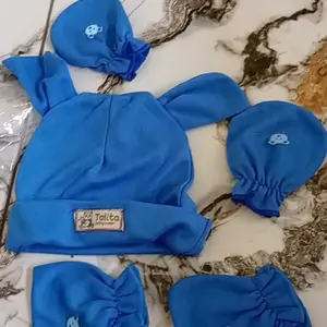 SET TOPI KUPING SARUNG TANGAN SARUNG KAKI BAYI BARU LAHIR POLOS SERUT TERLARIS KATUN ADEM dengan Desain Lucu dan Nyaman
