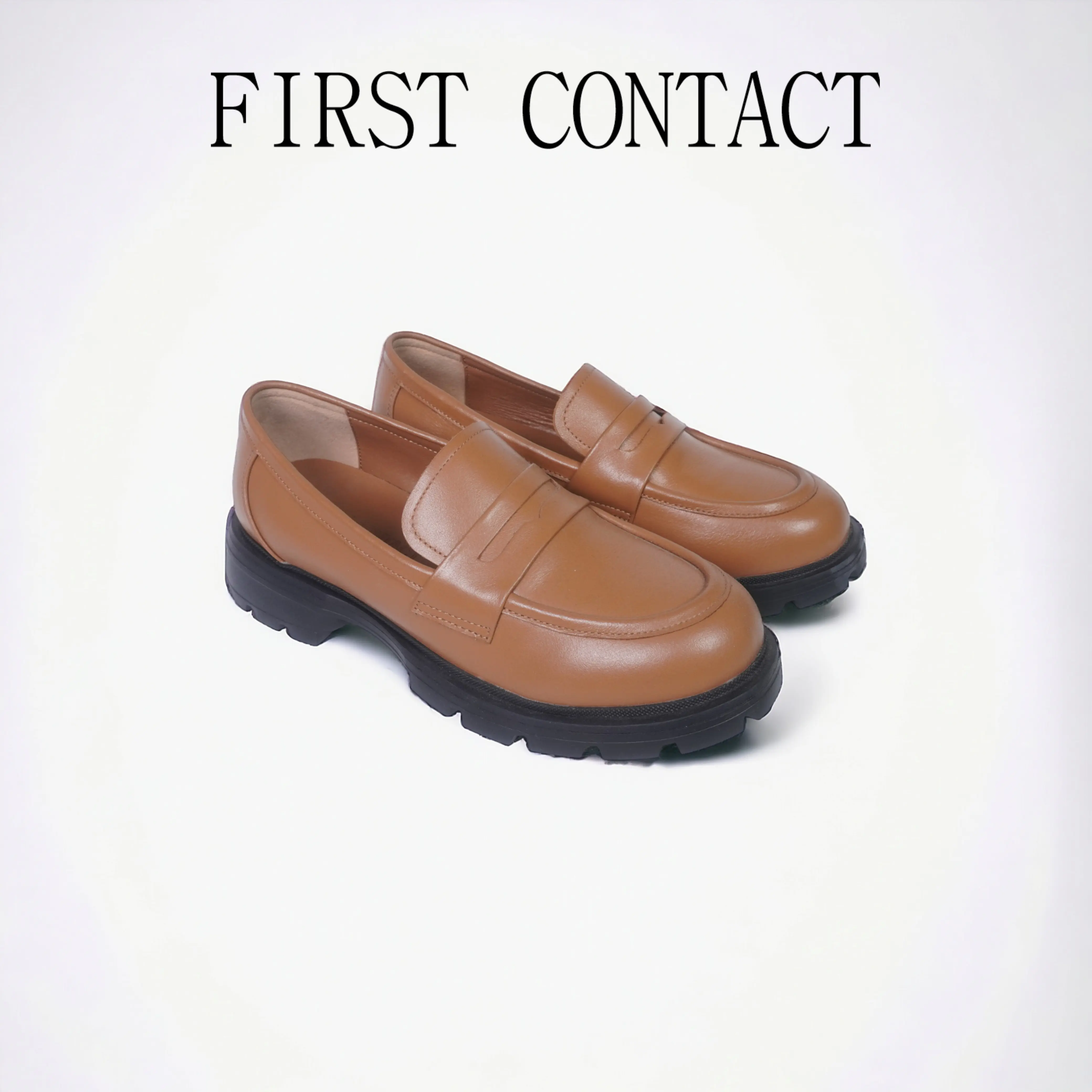 First Contact Oxford Shoes Women Japan Elan Brown Formal Kulit Asli Anti Slip