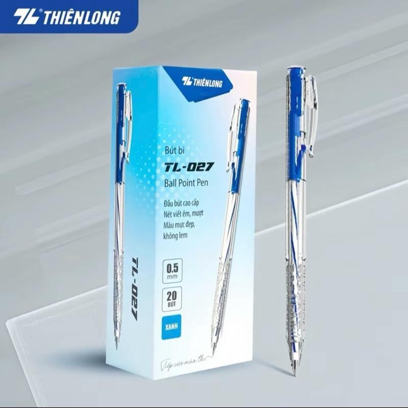 Hộp 40 Bút Bi Thiên Long TL-027, 2 Màu Xanh/Đen