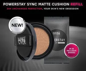 (REFILL) MAKE OVER Powerstay Sync Matte Cushion | Smart AI Matte Cushion High Coverage Zero Oxidation Oil Control