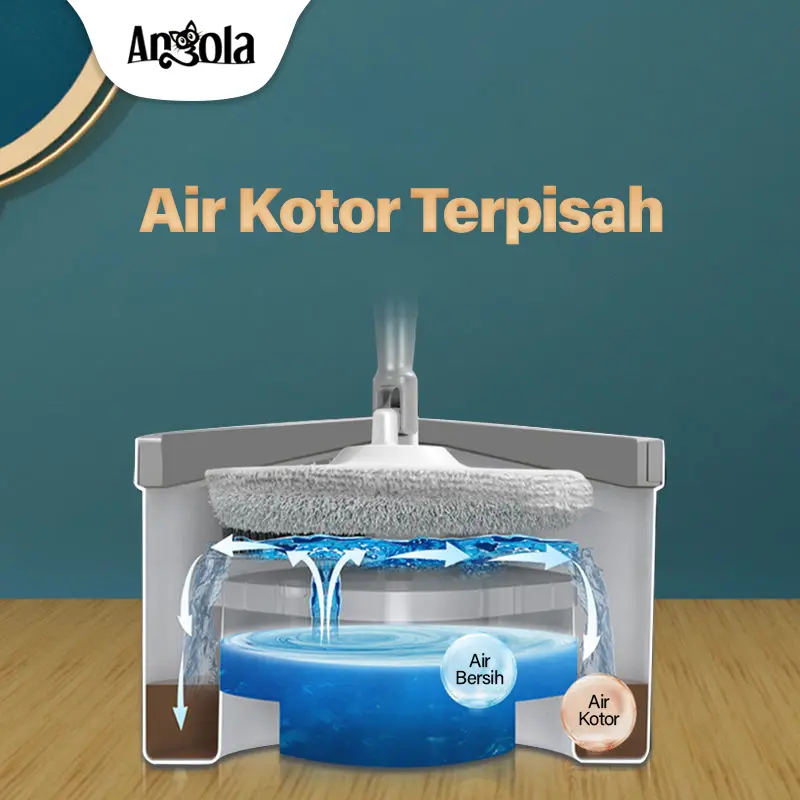 Angola Shop Spin Mop D03 Alat Pel Lantai Kain Pel Alat Pembersih Praktis Pel-pelan Otomatis pel lantai pel  lantai 1