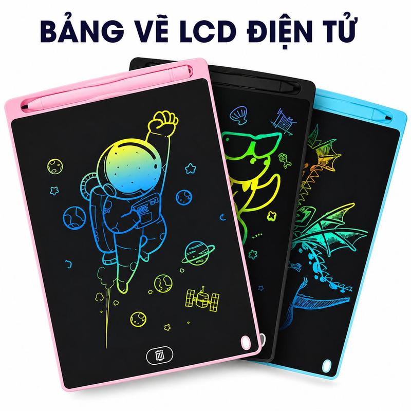 XẢ KHO Bảng Viết LCD Tự Xóa Cho Bé 8–10–12 Tập Viết Tập Vẽ, Kèm Bút Pin