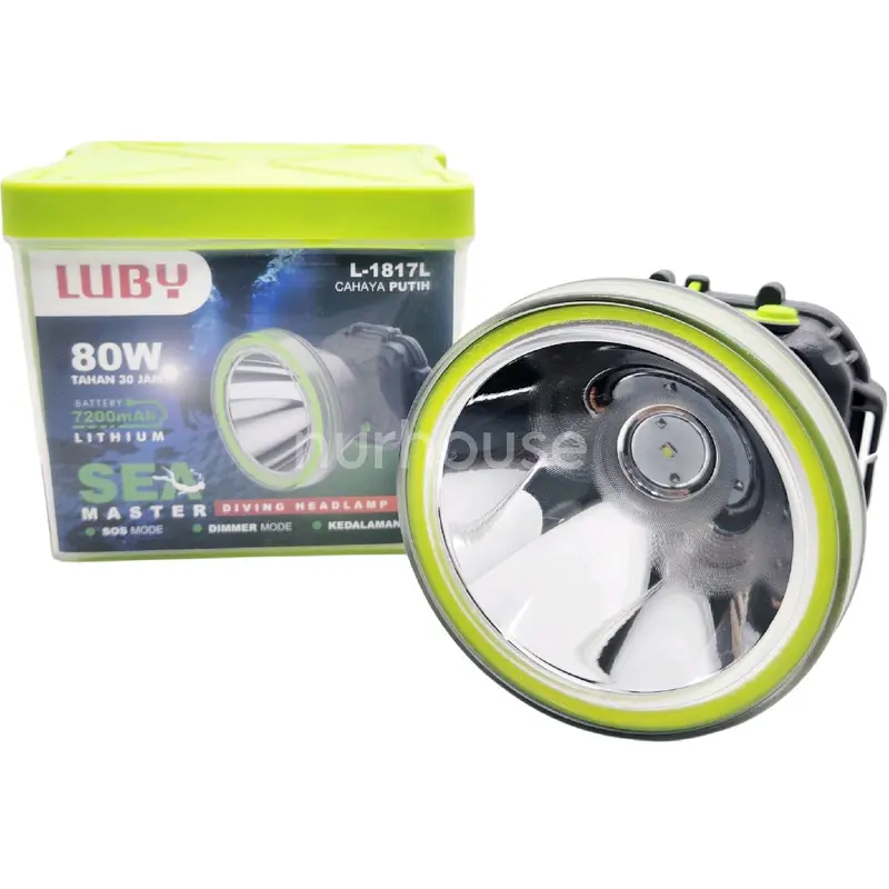 Senter Kepala Luby 80 Watt L 1817 senter selam Cahaya putih / kuning diving headlamp 1