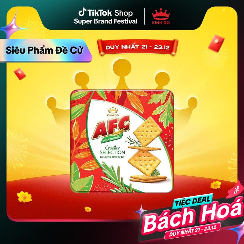   CÓ TÚI GIẤY  Hộp Thiếc Bánh Quy Dinh Dưỡng AFC Tết 2026 Thập Cẩm 387.9g 