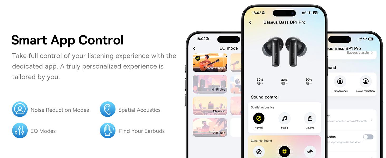 Baseus BP1 Pro TWS Adaptive ANC Hi-Res LDAC -50dB 6 Mic ENC with IP55 & 55H Earbud Earphone Bluetooth 6.0