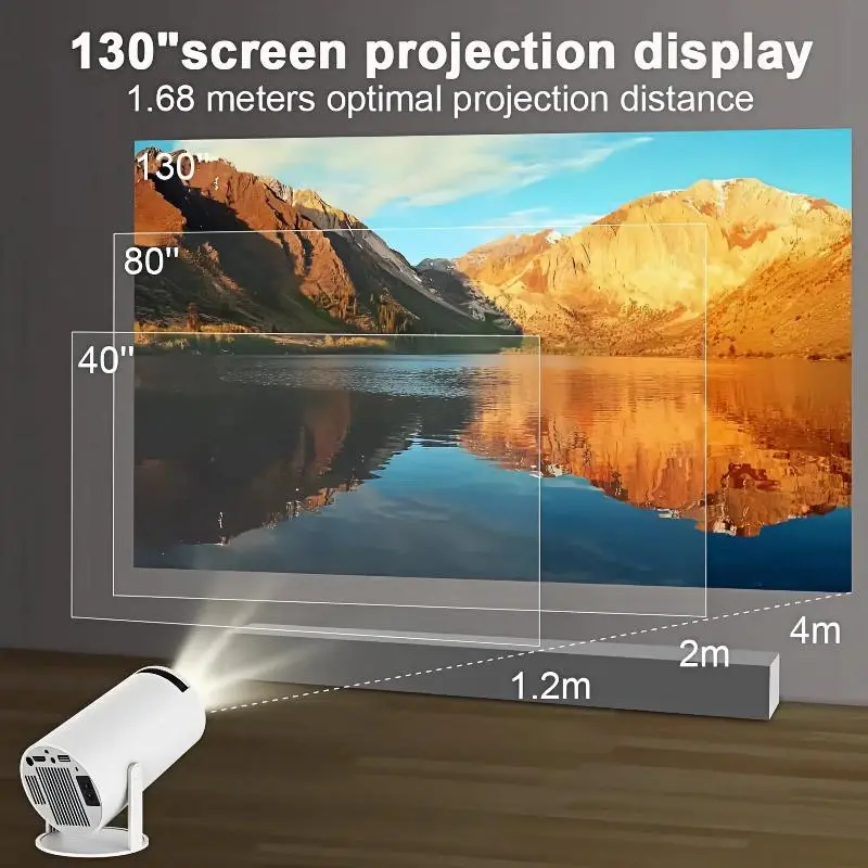 Proyektor HY300pro 4K 1280* 720P CinemaBig Screen Experience with Premium 360 Sound 180° Rotating5.0 Bluetooth  Compatible With Android/iOS/Windows/TV 3