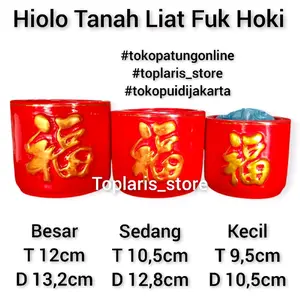 Hiolo Tempat Hio Keramik Uk 6in Fuk Hoki Merah