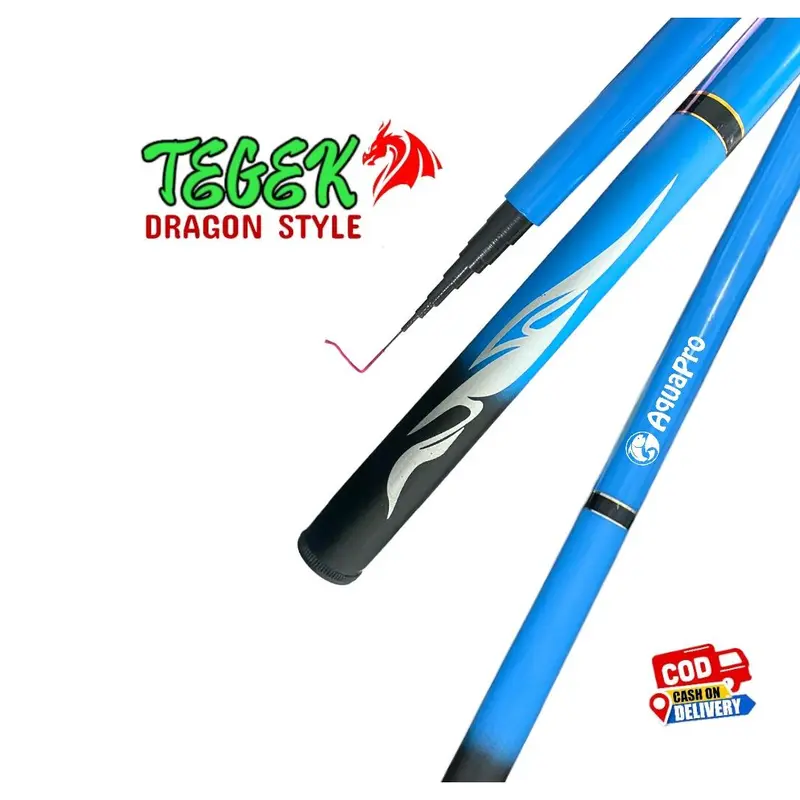Aquapro Joran Tegek 1.8M-6.3M Kualitas Tinggi Super Ringan Serat Kaca Joran Pancing Portabel Teleskopik Joran Pancing Joran Tegek Alat tongkat Mancing Ikan 1