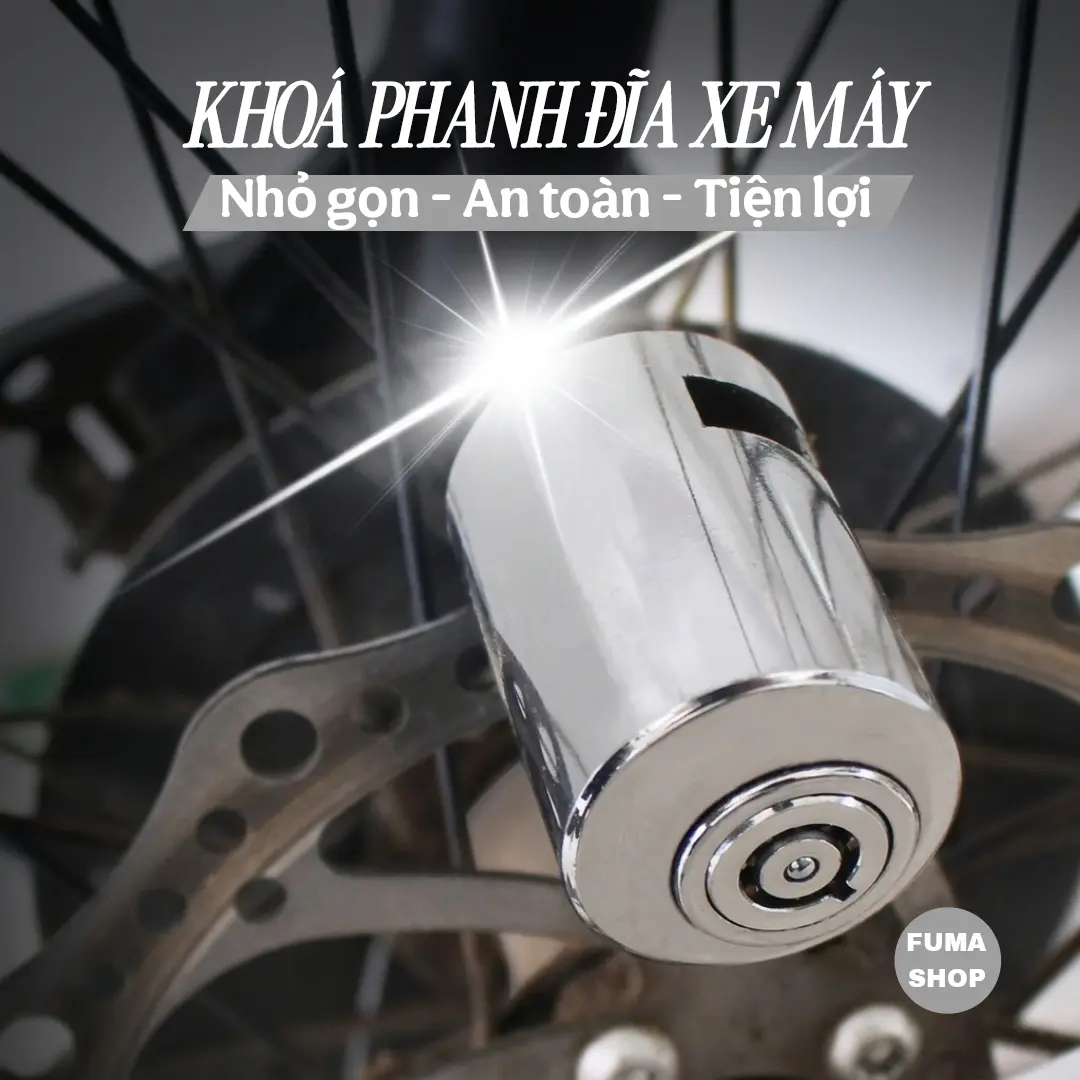 Ổ khóa phanh đĩa xe máy FUMA chống trộm thiết kế nguyên khối nhỏ gọn tiện lợi phụ kiện phụ tùng bền chắc