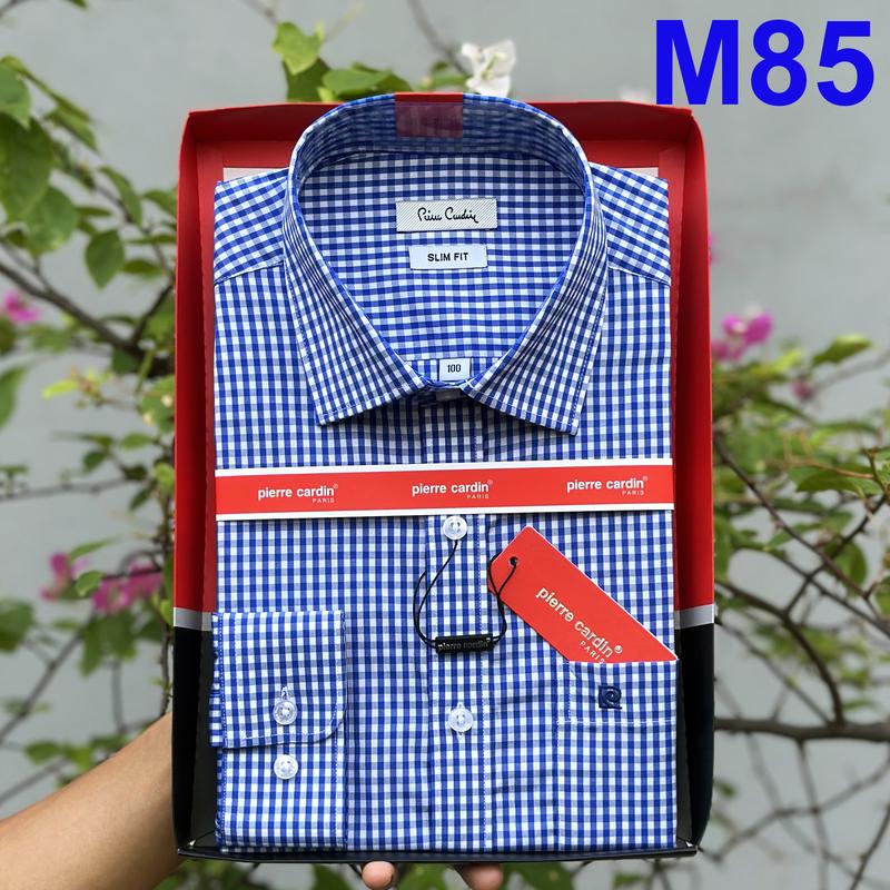 Áo Sơ Mi Nam Pierre Cardin, Áo Sơ Mi Công Sở Dài Tay Sang Trọng, Lịch Sự, Vải Cotton Cao Cấp Kẻ Caro Xanh Lam Mẫu Mới 2025