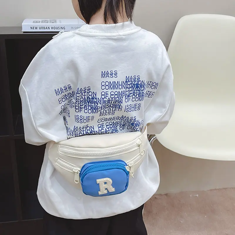 Túi Đeo Ngực, Cỡ Nhỏ, Thời Trang, Cho Bé Trai Và Bé Gái, Chữ Tương Phản, Thích Hợp Cho Trẻ Em, Túi Đeo Hông, Túi Tiền Xu Trẻ Em 2