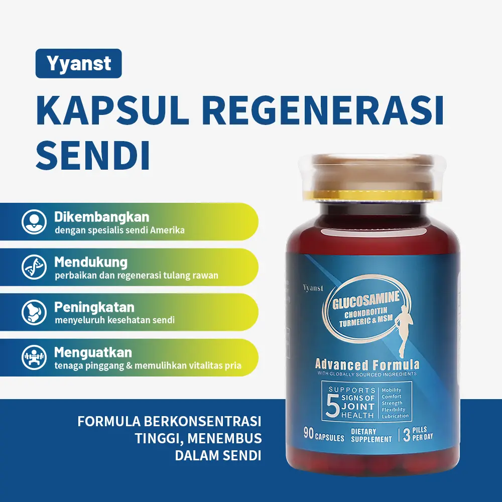 【Laris Terus】Yyanst Glukosamin, Kondroitin, Kunyit & MSM – Suplemen Makanan dengan Formula Lanjutan untuk Kesehatan Sendi, Menggunakan Bahan-Bahan Berkualitas dari Seluruh Dunia – 90 Kapsul dengan Sertifikasi FDA & GMP dari AS