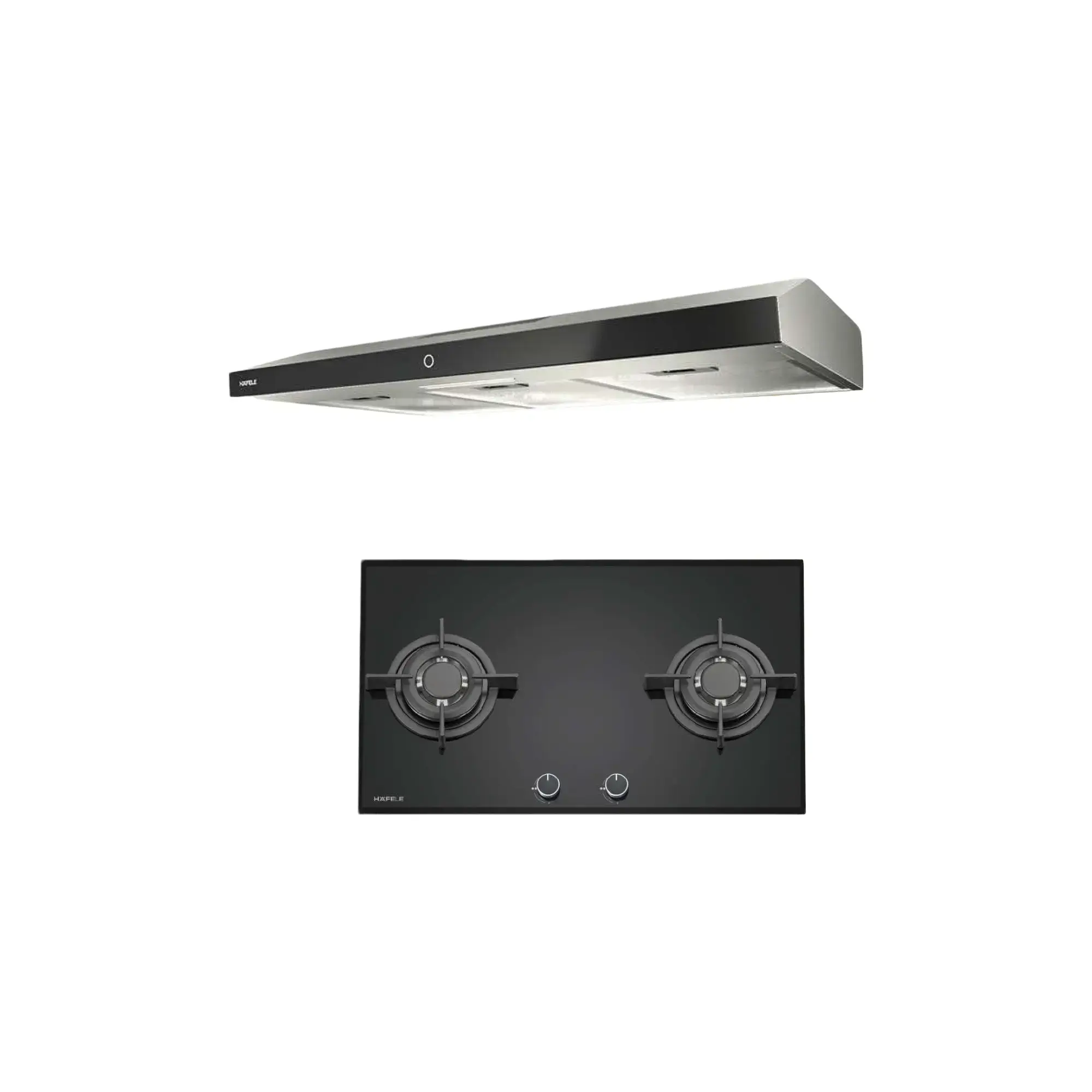 [Bundle deal] Hafele 2 Burner Bevelled Edge Gas Hob (Art. No. 538.01.946 & 826 ) + Slim Hood (Art. No. 538.86.103). FREE DELIVERY+ 2 YEARS WARRANTY