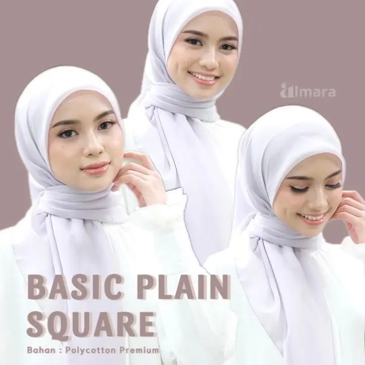 Almara - Basic Plain Square (Hijab Segi Empat Polycotton Premium)