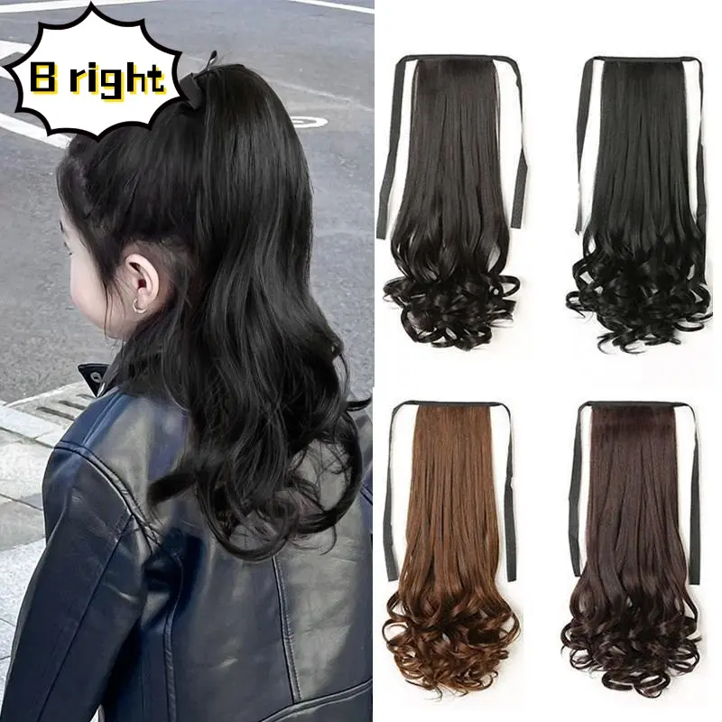 Wig Ponytail Anak Rambut Palsu Hair Clip Ponytail 35cm Ponytail Curly Tali Fashion Poni / hairclip ponitail ikat lurus / Jaring Rambut Wigcap Hairnet Hair Net Wig Cap