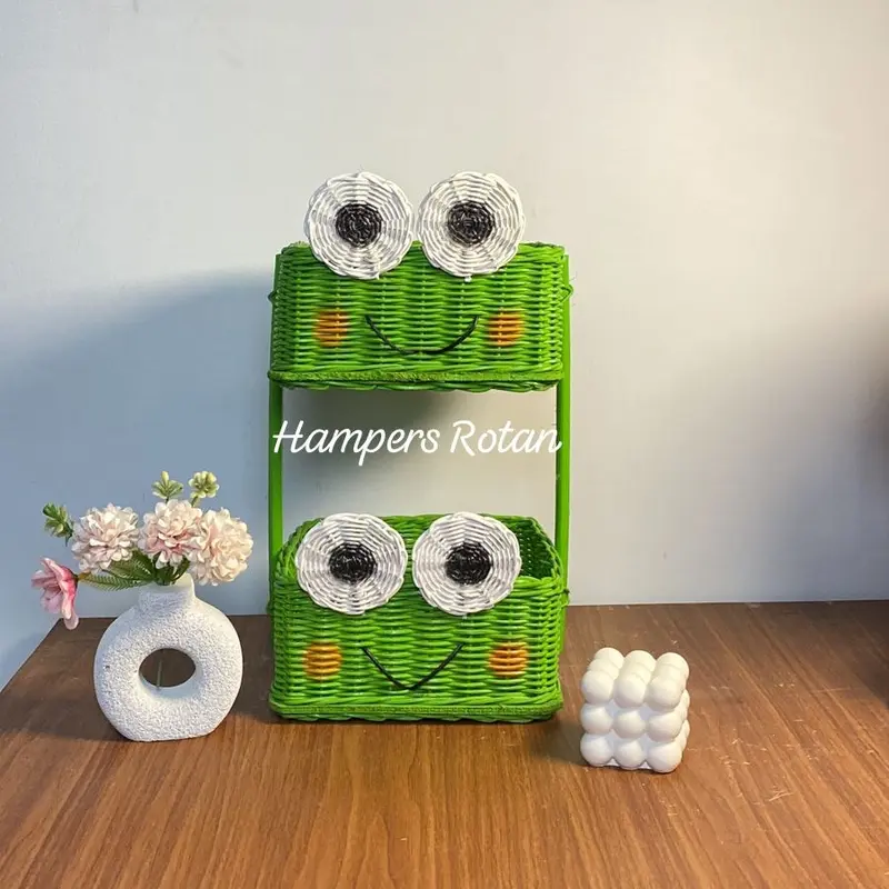 Rak Susun Kotak Rakit Sendiri Susun 2 Serbaguna/ Rak Bumbu Rotan/ Rak Kosmetik/ Hampers Rotan 1