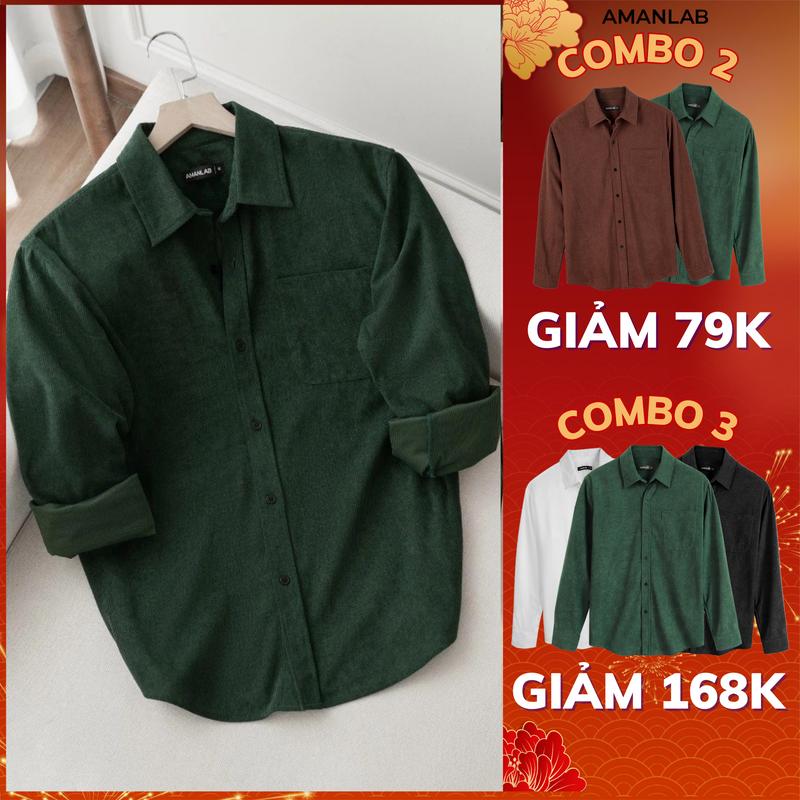 DEAL MỞ BÁN Áo sơ mi nam nữ dài tay form regular thoải mái chất vải nhung tăm VELVET AUTUMN