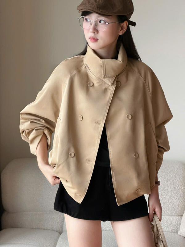  Áo Khoác Kaki Cổ Cao Dáng Rộng Áo Khoác Kiểu Cúc Bọc Chất Kaki Dày Miho House 
