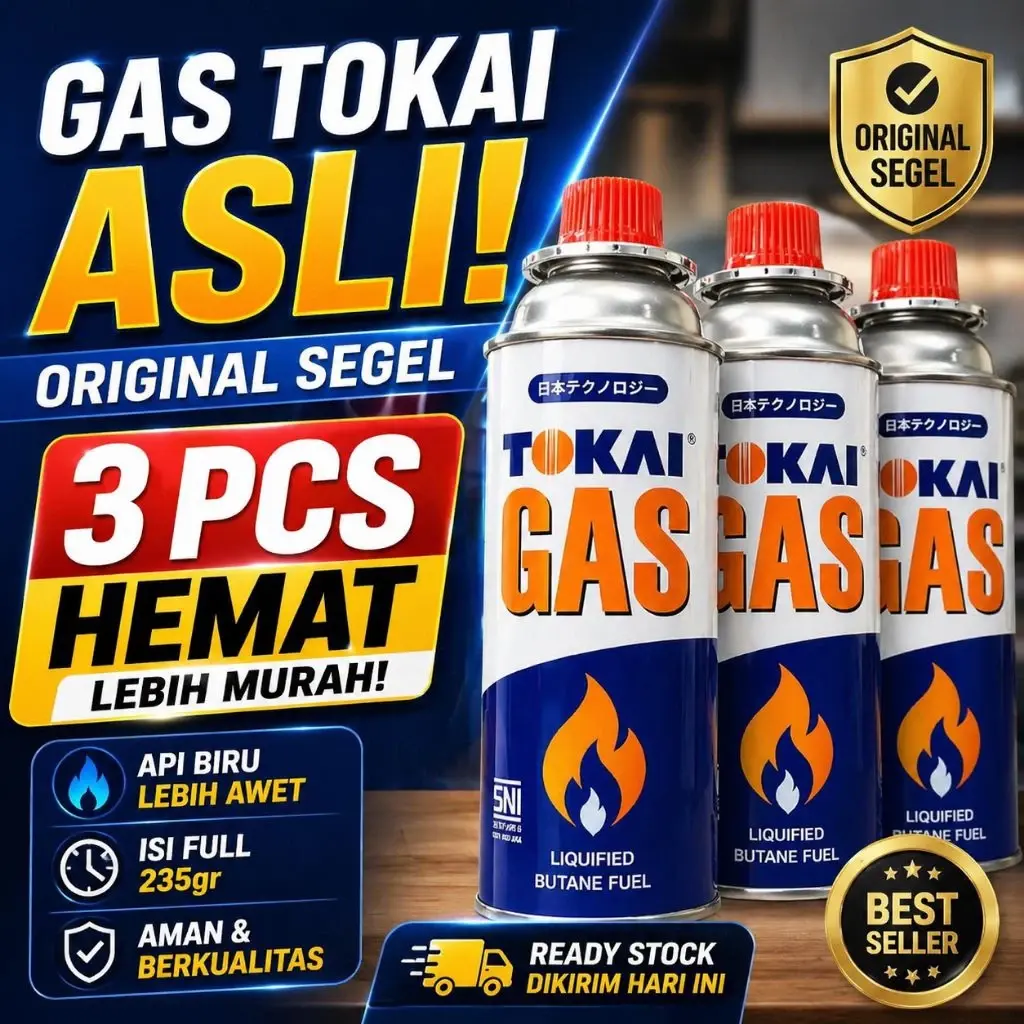 SUPER PROMO Gas Portable Tokai original Baru Segel 235 gr isi 3pcs
