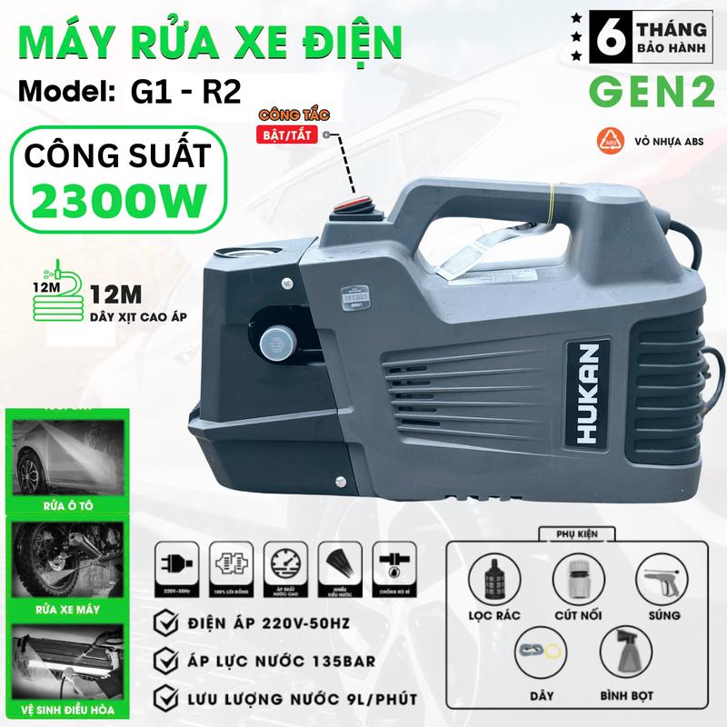 Máy Rửa Xe Hukan G1 - R2 Công Suất 2300W Chuẩn Đồng Chính Hãng Hukan Bảo Hành 6 Tháng