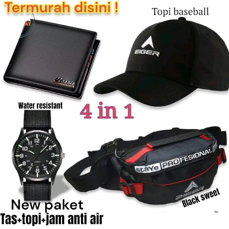 PAKET HADIAH GANTENG - TAS SALEMPANG PRIA IMPORT TERBARU GRATIS DOMPET PRIA ELEGANT GRATIS TOPI PRIA DISTRO - TAS SLINGBAG PRIA - TAS WAISTBAG - TOPI PRIA - DOMPET PRIA