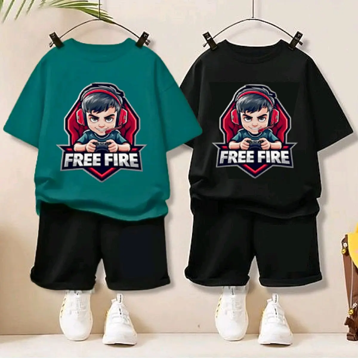 Setelan Kaos Anak Gamer Free Fire Fashion One Set Laki Perempuan Baju Dan Celana