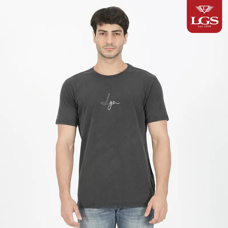 LGS - Signature Wash - Kaos Casual Pria - Sablon T-Shirt - Katun - Warna Coklat - Slim Fit - Multi 4