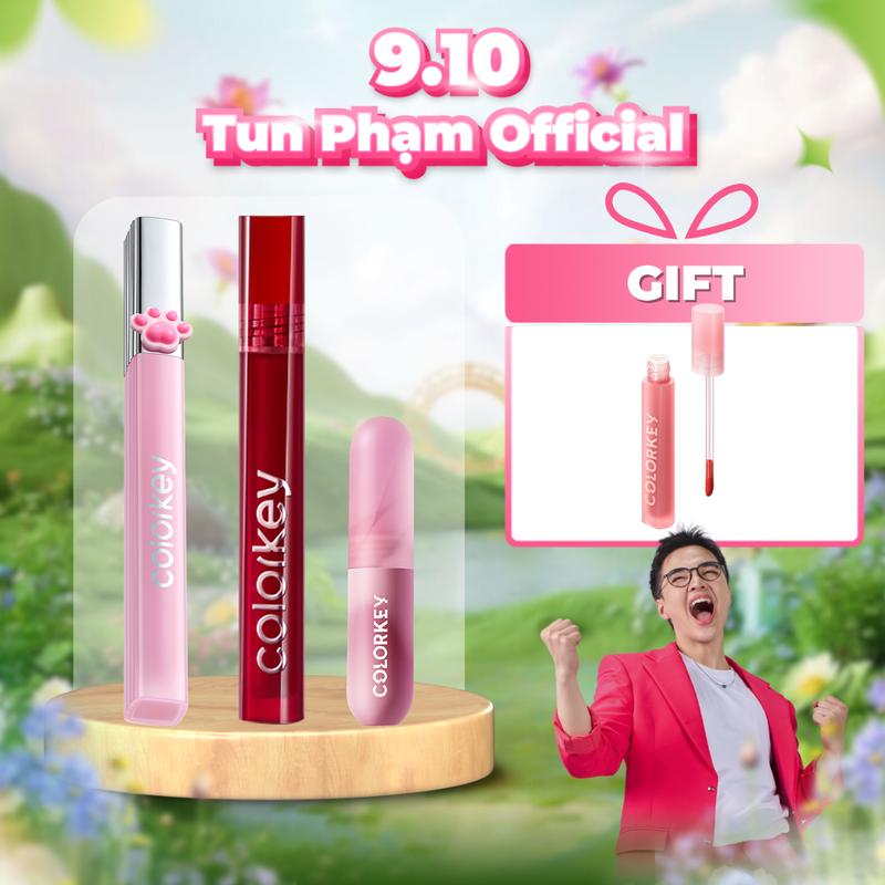 TẶNG SON VELVET 2.5 COMBO 3 SON 1 Son Bùn Lip Mud + 1 Son Kem Velvet COLORKEY Phiên Bản 3.0 + 1 son Valentine Chất Son Mỏng Mịn Bền Màu Mềm Mượt Trên Môi