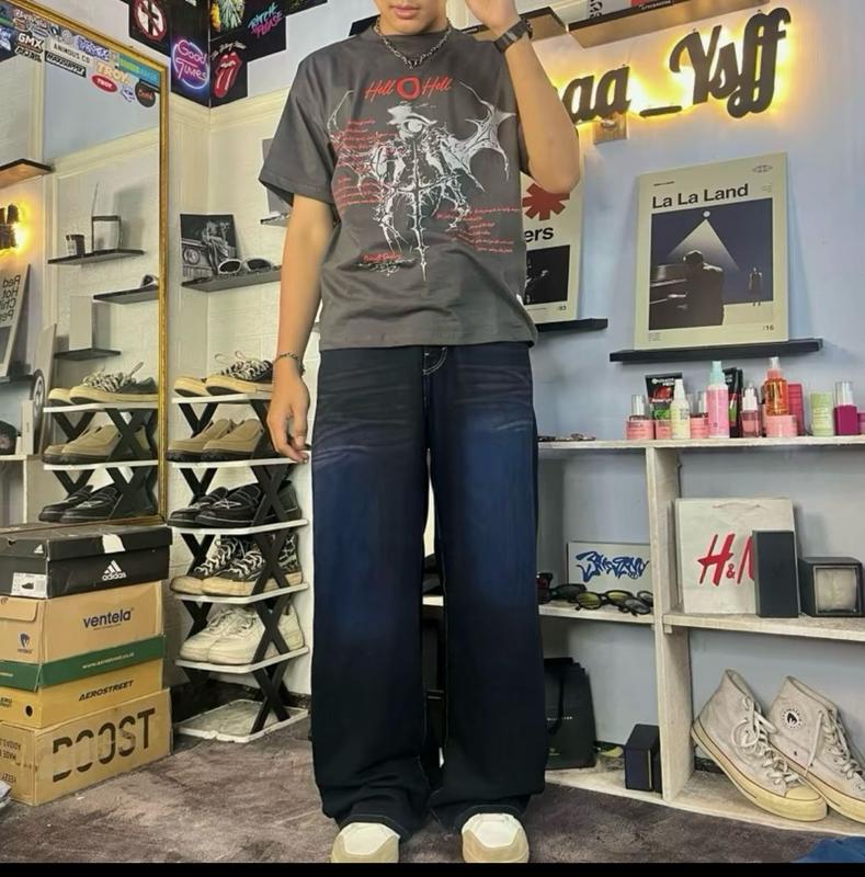 [UNISEX] Celana Jeans Retro Loose Wanita Pinggang Highwaist Korean Style Kekinian - Baggy Jeans Gombrong Panjang Pria Wanita 5