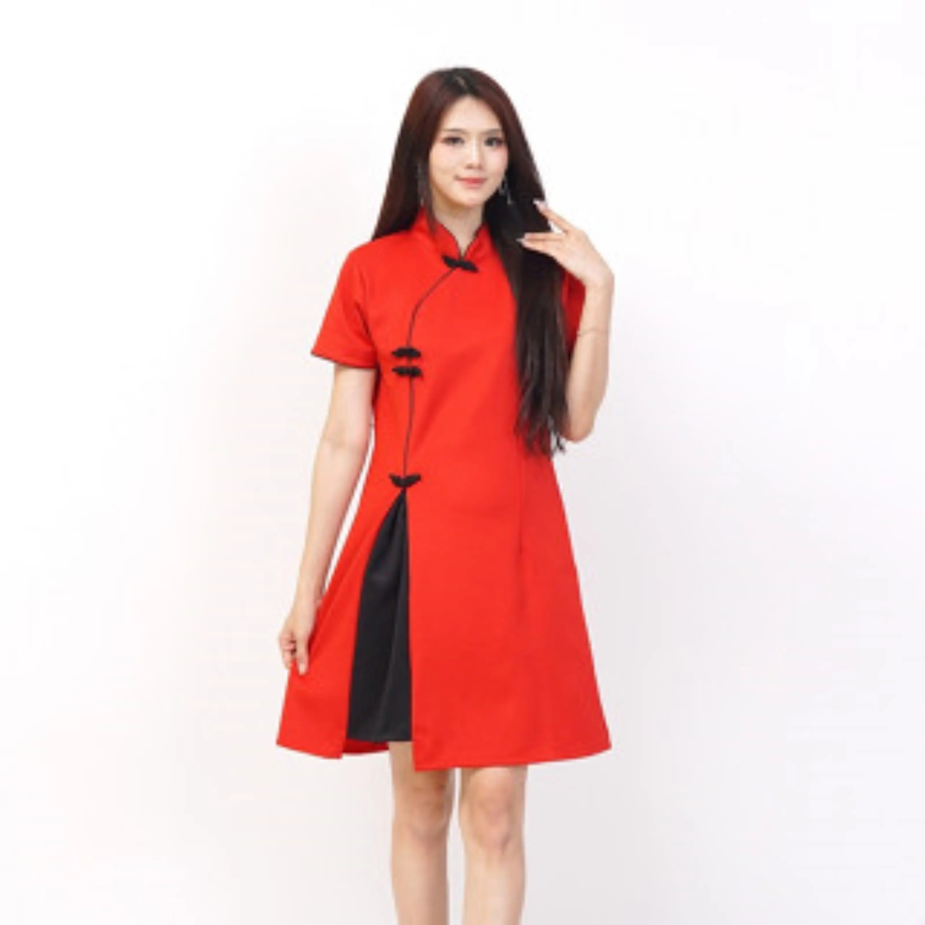 Cheongsam Dress wanita  033 Baju Casual Baju Casual Kancing Melar