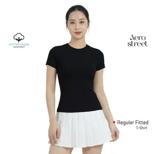 Aerostreet T Shirt Cotton Cloud Perfect Fit Fuji Black Woman Fitted Tshirt 1B300