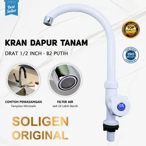 Soligen Kran Angsa Dapur Air Wastafel Plastik PVC 1/2 Inch Putih Tipe KERAN ANGSA CUCI PIRING Kran Soligen Cream Leher Angsa Original Best Seller