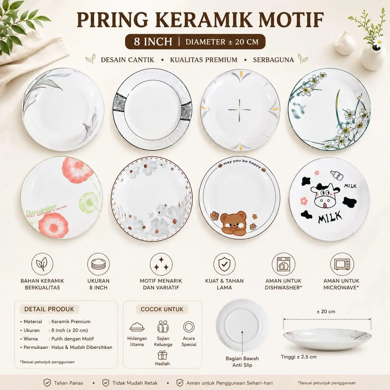 PIRING KERAMIK AESTHETIC UK 8 INCH