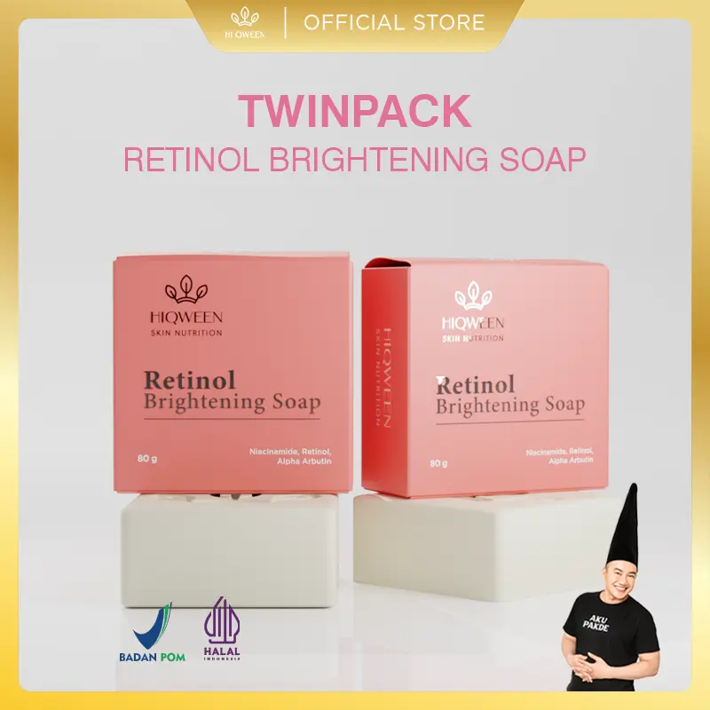 AFF - HIQWEEN SKIN NUTRITION TWINPACK SABUN RETINOL BRIGHTENING SOAP SABUN RETINOL BATANG MENCERAHKAN FLEK HITAM MELASMA  Membersihkan Niacinamide Memutihkan