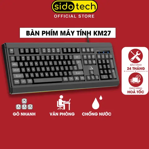 Bàn phím máy tính có dây SIDOTECH KM27 gaming giả cơ phòng full size 104 key gõ nhanh chống nước cho laptop pc