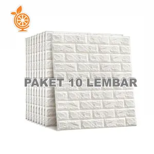 PAKET 10 PCS Wallpaper Dinding Foam Bata UK 38x77cm Wallstiker 3d Wallapaper Aesthetic