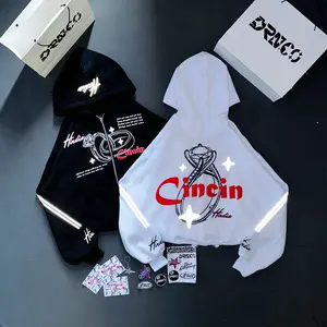 DRN.CO Hoodie Cincin Hindia cuttingan BOXY Sablon Foaming Dan REflektive menyala