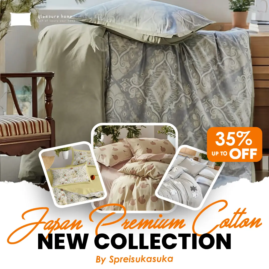 (Belum Termasuk Bedcover) Sprei Set Katun Jepang Premium (Japan Cotton) Bahan Full Katun dan Lembut ukuran (120x200, 160x200, 180x200, 200x200) Sudah Termasuk Sarung Bantal, Sarung Guling dan 4 Karet di Setiap Sudutnya [KOLEKSI BARU]