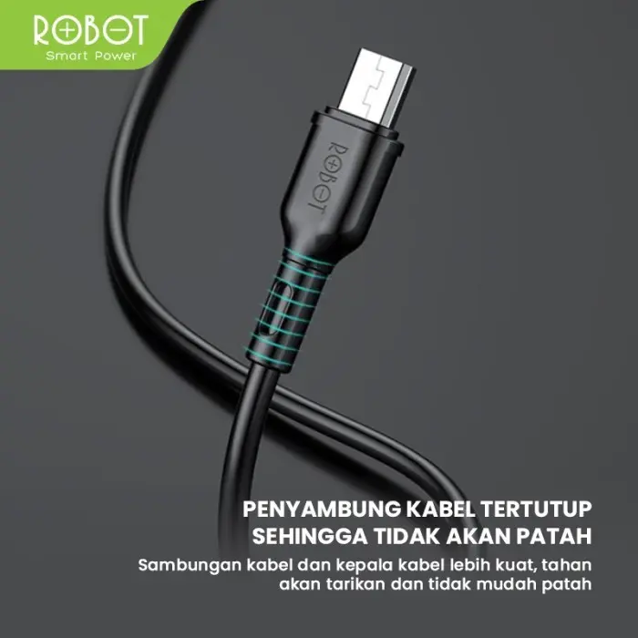 KABEL DATA MICRO ROBOT RBM100S (1TOPLES isi 15 PCS/ISI 20 PCS) KABEL DATA MICRO 100CM 2A TERMURAH DAN TERLARIS SE NUSANTARA Lentur Panjang PUTIH BIRU  Hijau Hitam 3
