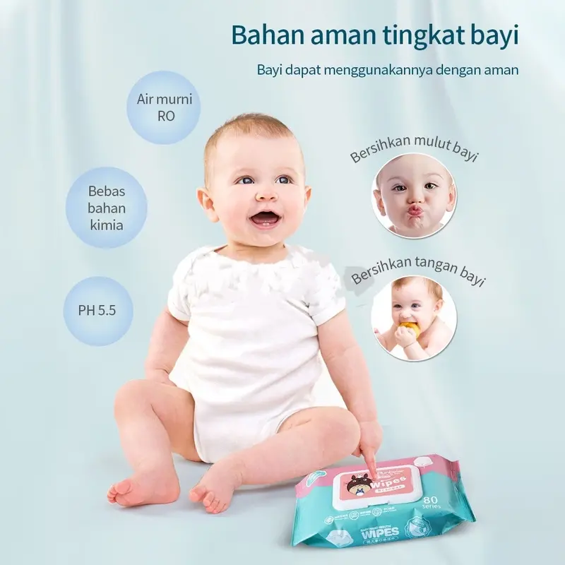 1Pack Murah Wipes Wet Tissue Tisu Basah Bayi ISI 80 LEMBAR for Popok Celana TISU BASAH 2
