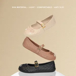 Sepatu Sandal Flat Shoes Cewe Karet Jelly Kekinian Flatshoes Wanita Tali Pita Anti Slip Sol Anti Licin Karet EVA Premium G8956