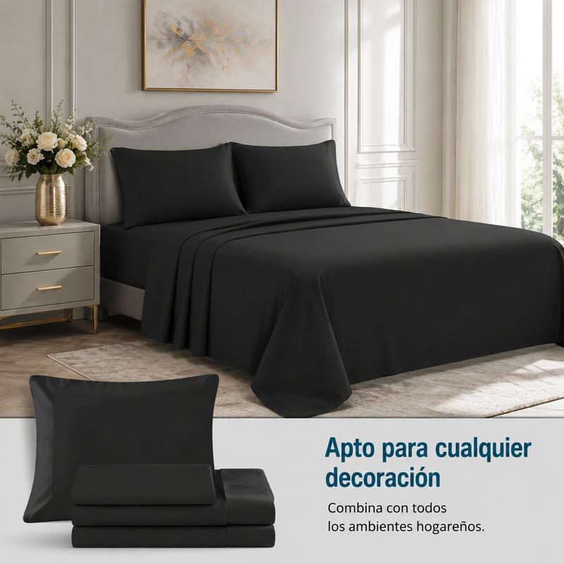 Juego de Sábanas de Poliéster Microfibra Ultra Suave Premium, Tamaños Matrimonial, Queen y King con Sábana de Cajón Ajustable - Foto 1