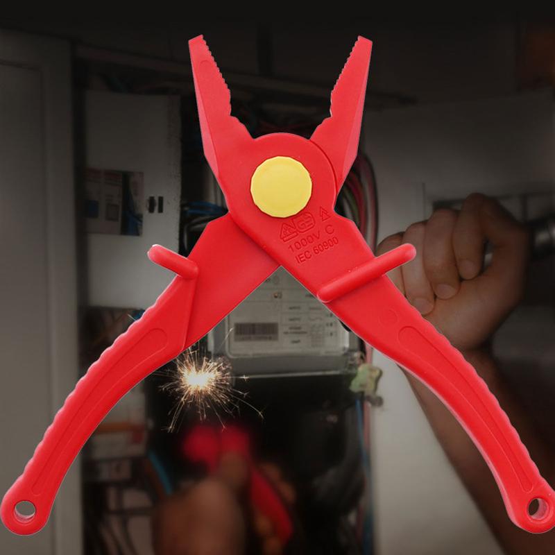 Product Introduction of 7.7 Inch VDE Insulated Plier Multi-Functional Flat Nose Plastic Plier Crimper 1000V High Voltage Electrician Plier 47