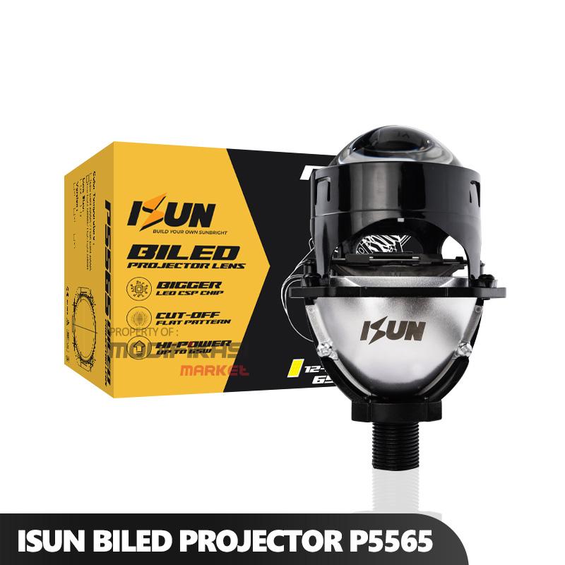 Lampu BILED 2.5 inch ISUN P5565 Blue Lens Projector Lens BILED P5565 dengan Kipas Pendingin 65 Watt 1