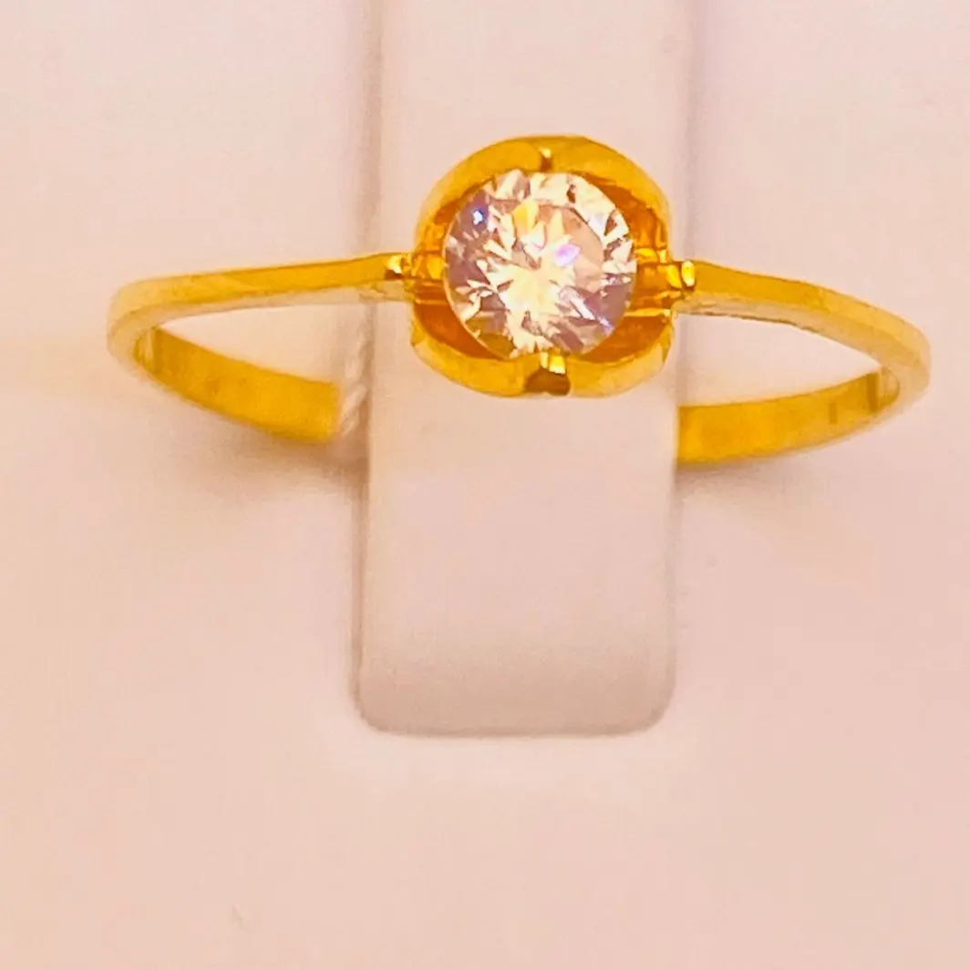 Cubic Zirconia Solitaire Ring 916 Solid Gold Tekka Goldsmith